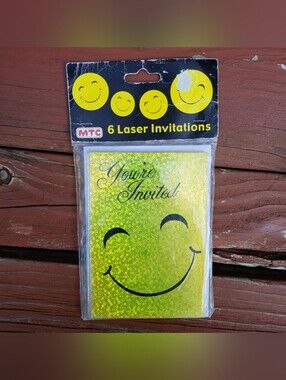 (6) You’re Invited Yellow Smiley Face Invitations By MTC